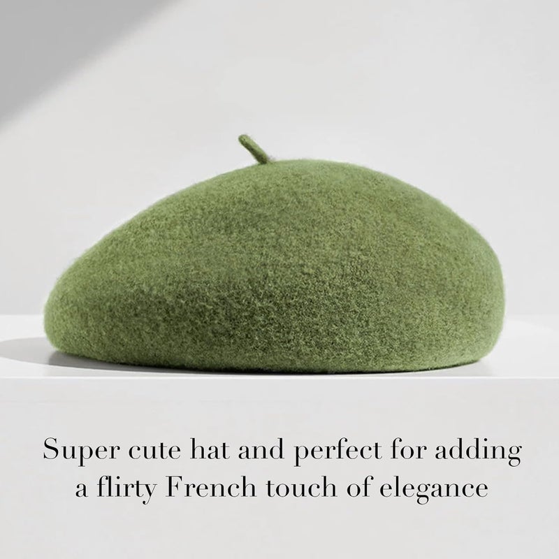 Sumolux Women Beret Hat Wool Vintage French Solid Color Classic Winter Cap - Image 2